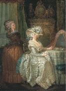 Attributed to henry pether, Dame elegante a sa table de toilette avec une servante
